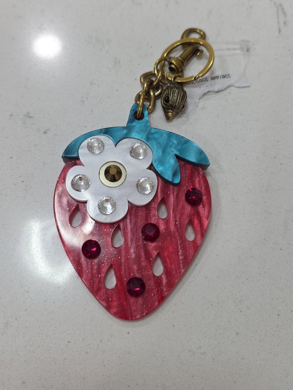 Kurt Geiger Strawberry Keyring Bag Charm - Picture 2 of 5